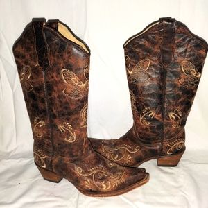 Circle G by Corral Women's Cowboy Boots  Brown Dragonfly Stitch L5001 Brown 7.5M